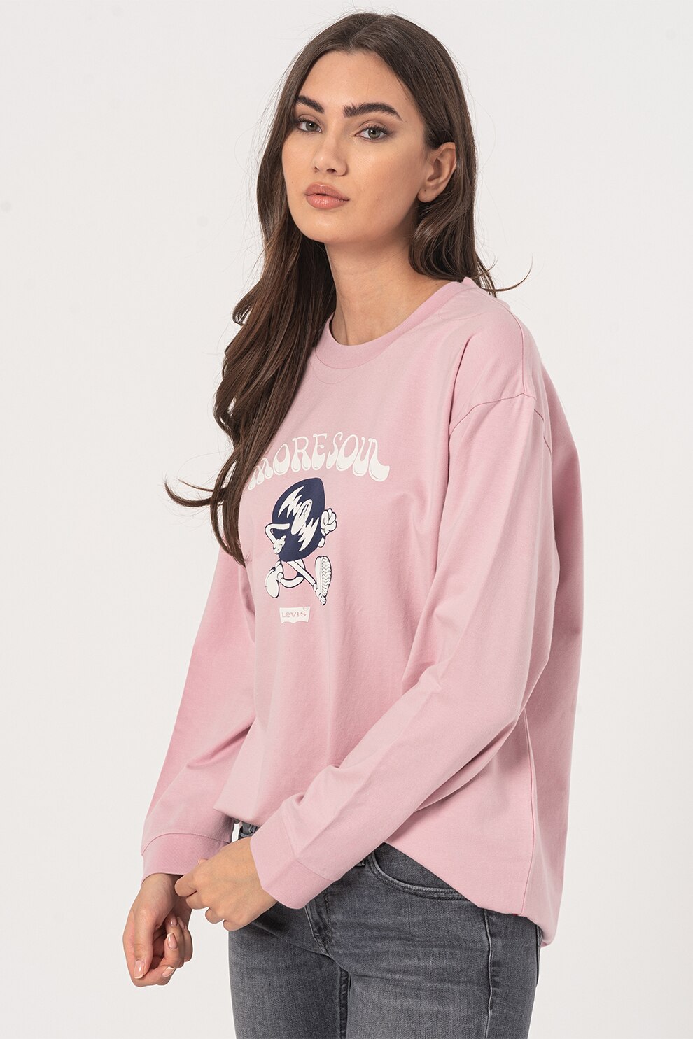 Levi's, Bluza lejera cu maneci cazute Reese, Roz pastel/Alb