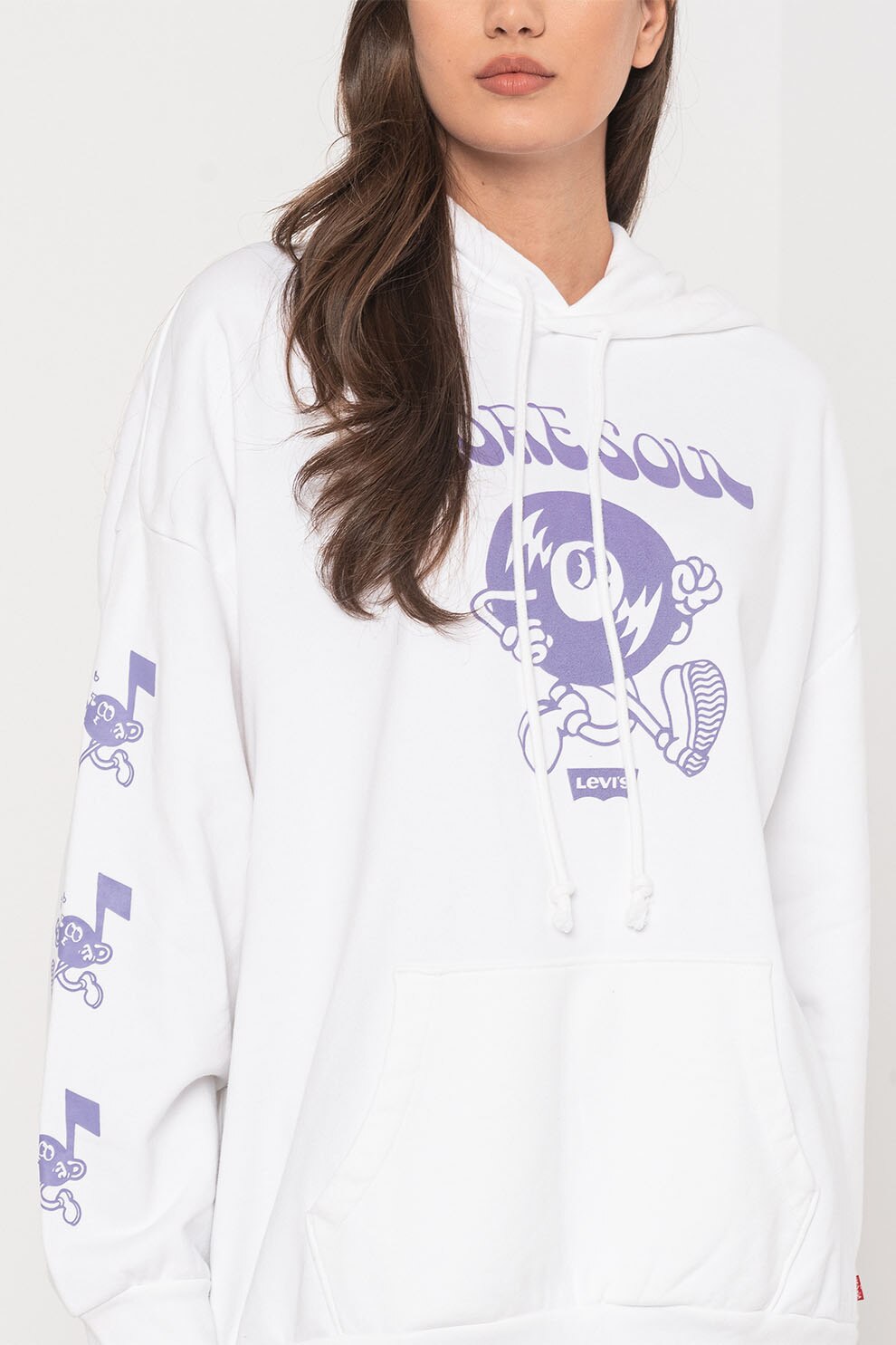 Levi's, Hanorac lejer cu imprimeu, Alb/Purpuriu