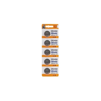 Set 5 bucatii baterie plata cu litiu Vinnic cr2450, dl2450, ecr2450 3v Set 5 bucatii baterie plata cu litiu Vinnic cr2450, dl2450, ecr2450 3v