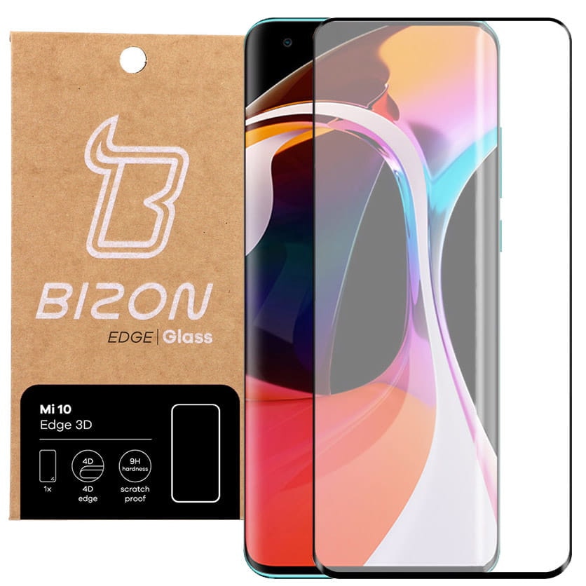 Folie de sticla securizata Bizon Glass Edge 3D pentru Xiaomi Mi 10, negru