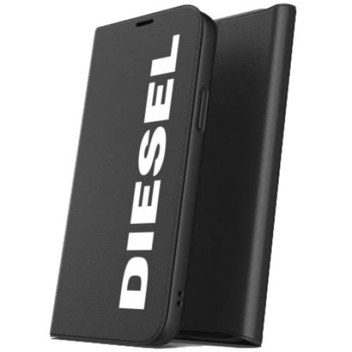 Husa de protectie Diesel Booklet pentru iPhone 12/12 Pro, Piele naturala, Negru