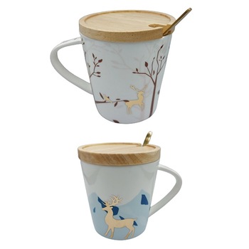 Set 2 cani cu capac Deer Lovers 350ml, Multicolor Set 2 cani cu capac Deer Lovers 350ml, Multicolor