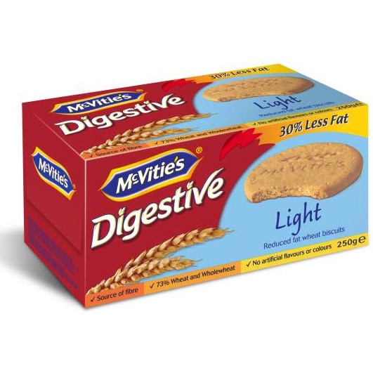 Biscuiti cu faina integrala si 30% mai putine grasimi McVitie’s Digestive Light, 250 g
