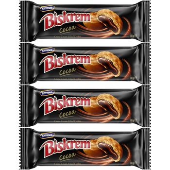 Biscuiti de cacao umpluti cu crema Biskrem, 4 x 80 g Biscuiti de cacao umpluti cu crema Biskrem, 4 x 80 g