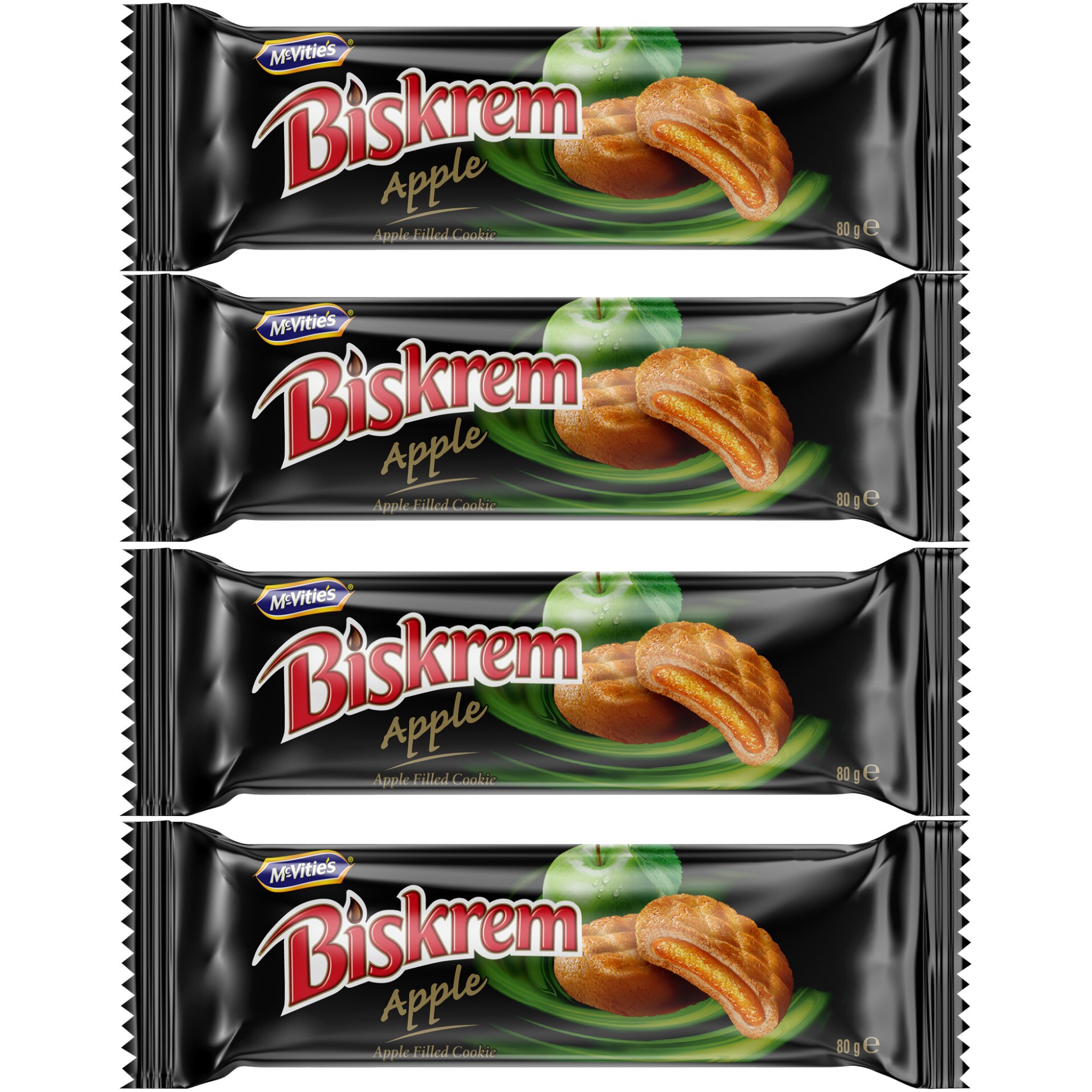 Biscuiti cu umplutura de mere Biskrem, 4 x 80 g