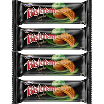 Biscuiti cu umplutura de mere Biskrem, 4 x 80 g Biscuiti cu umplutura de mere Biskrem, 4 x 80 g