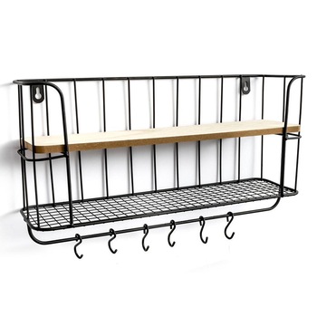 Raft bucatarie, Home Styling Collection, Industrial, Metal/MDF, Negru/Maro Raft bucatarie, Home Styling Collection, Industrial, Metal/MDF, Negru/Maro