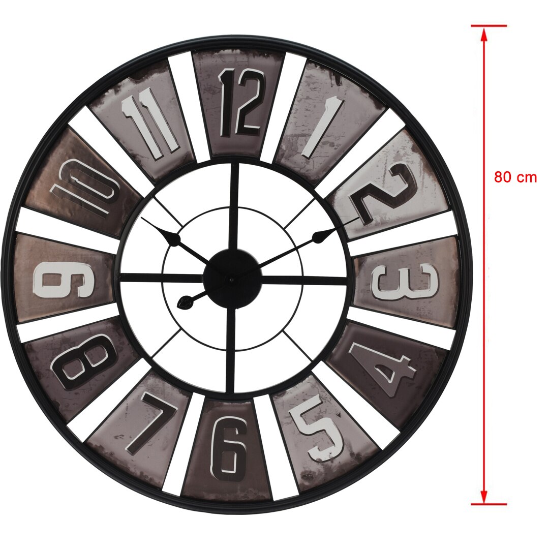 Ceas metal 80 cm finisaj antichizat negru cu gri