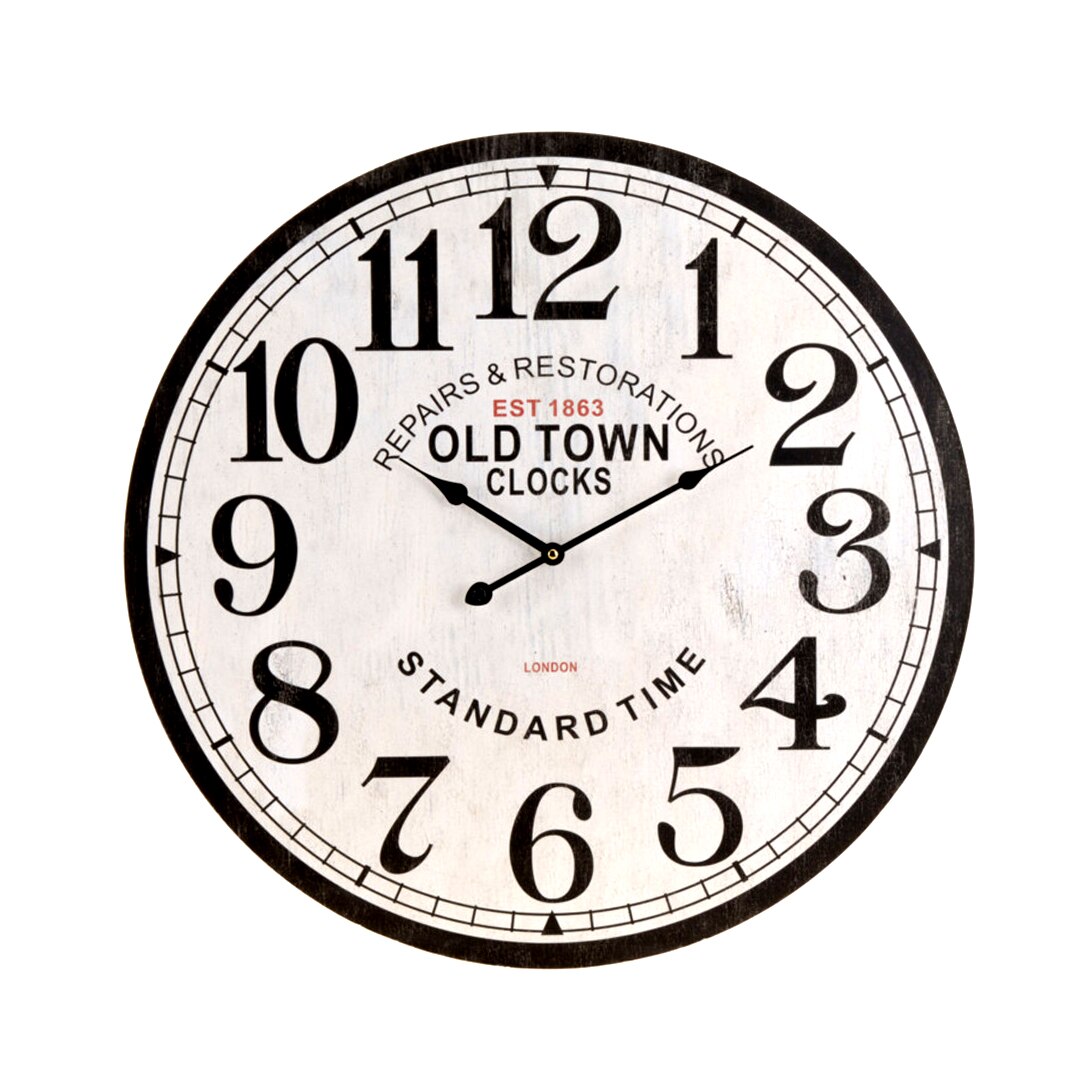 Ceas MDF, diametru 60 cm, culoare Alb/Negru, Repair &Restorations