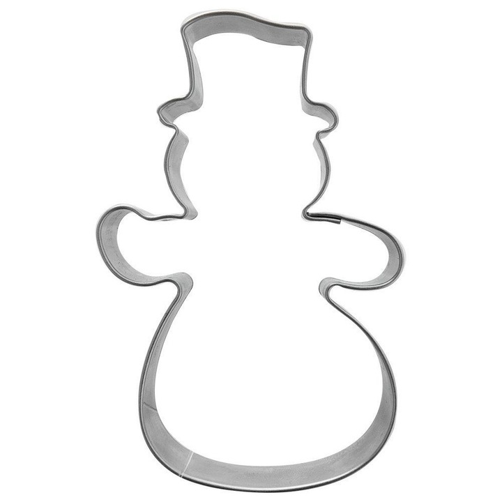 Decupator Pentru Fursecuri, Orion, Om De Zapada, 7.5x5x1.5 cm, Argintiu, Material Otel Inoxidabil, Curatare Usoara, Universal Pentru Decuparea Fursecurilor, Turtelor De Miere Si Decoratiunilor, Rezistent Si Durabil