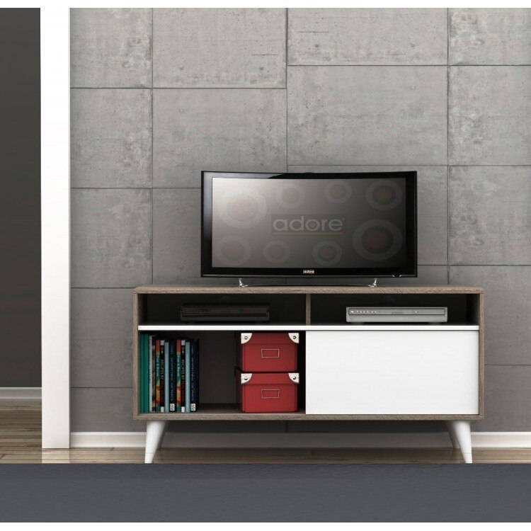 Comoda TV design Retro, Alb/Latte, 120 x 60 x 40 cm, grosime PAL 18 mm