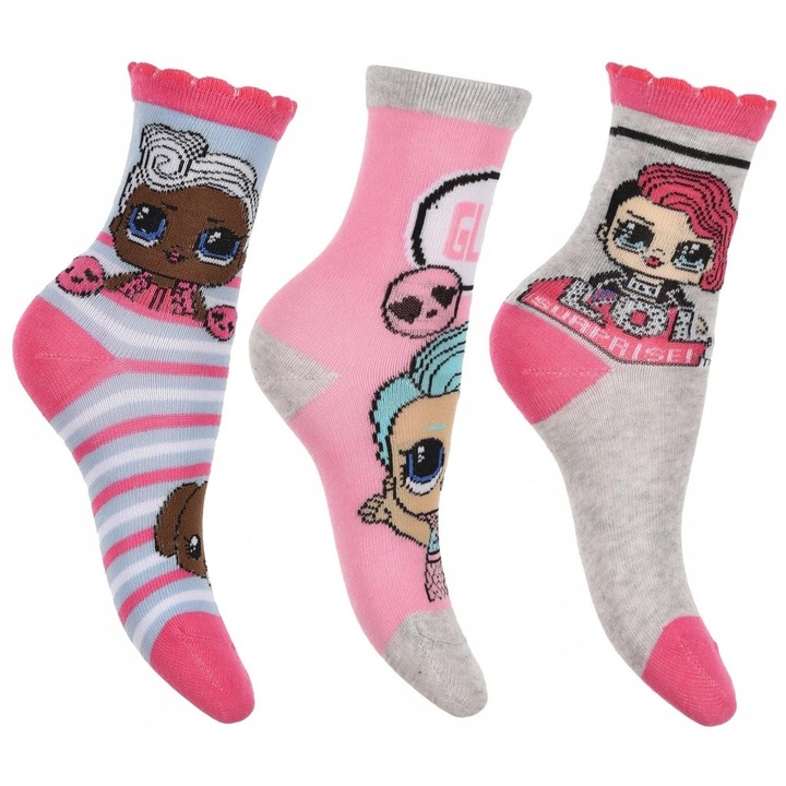 Комплект от 3 чифта чорапи LOL Surprise 3-4 години Pink