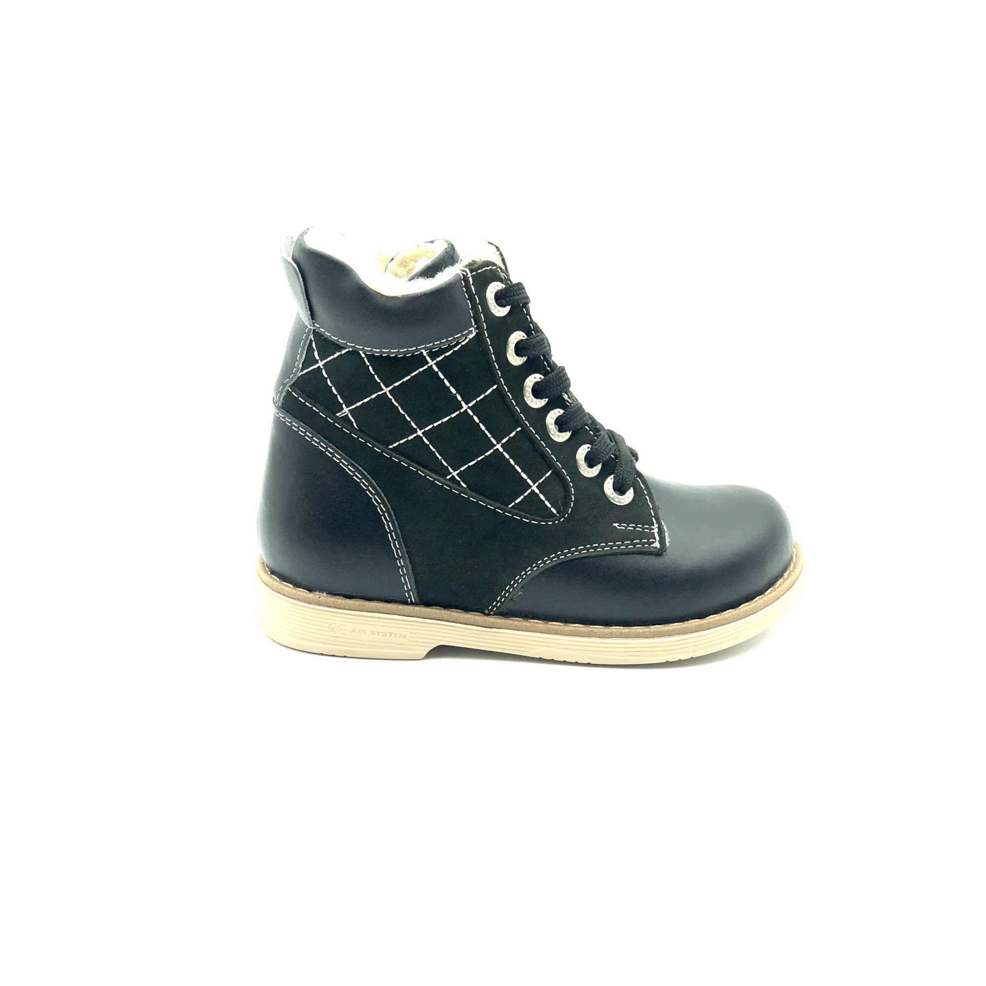 Ghete copii Sibel Bebe EVO1223, ortopedice, piele naturala, imblanite, Negru