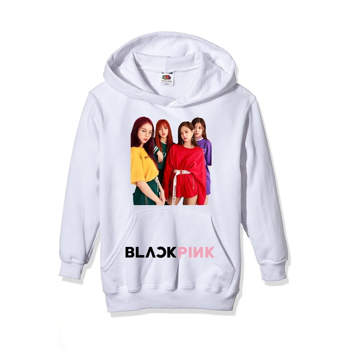 Hanorac personalizat dama blackpink, Bumbac, Alb, S