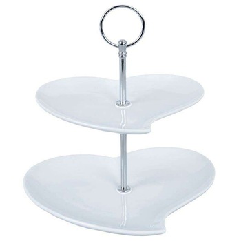 Placa pentru prajituri cu 2 etaje Orion, Portelan, 21 cm, Alb Placa pentru prajituri cu 2 etaje Orion, Portelan, 21 cm, Alb