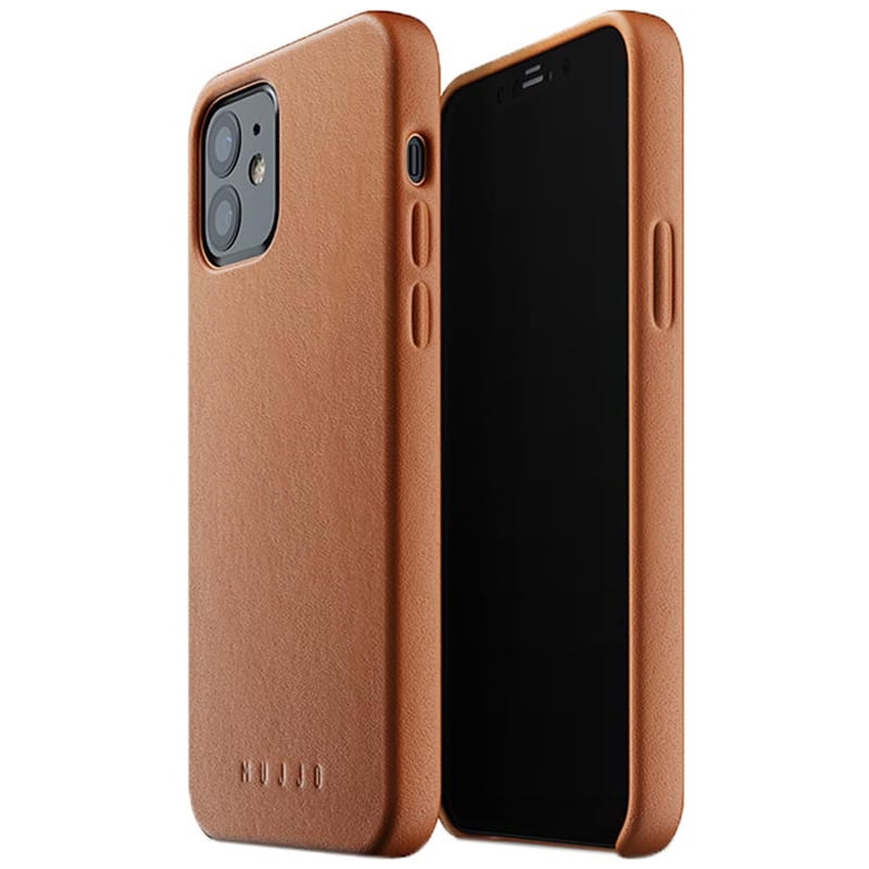 Husa de protectie Mujjo Full Grain Leather pentru iPhone 12/12 Pro, Piele naturala, Maro