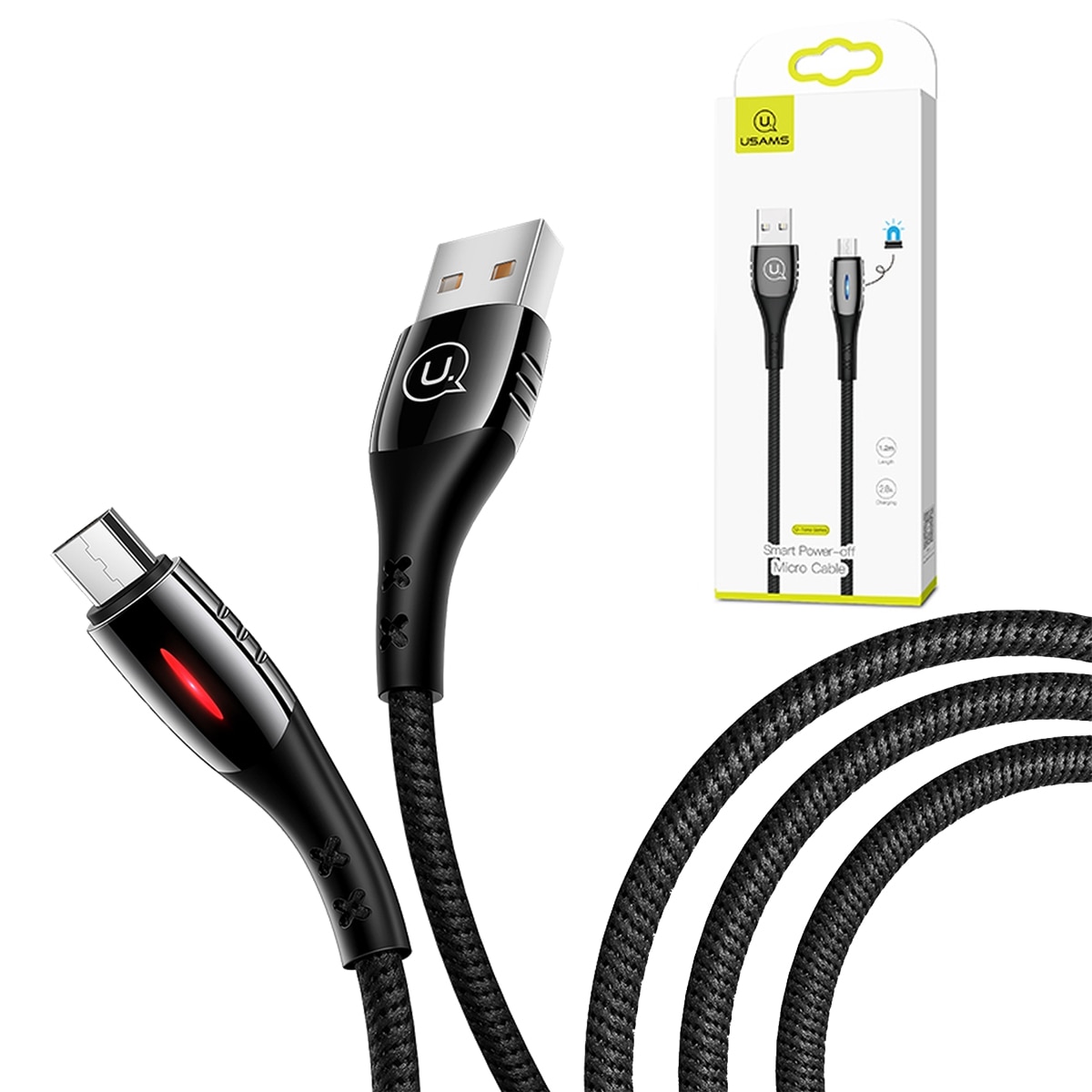 Cablu de date Usams, USB to Micro USB, 120 cm, Negru
