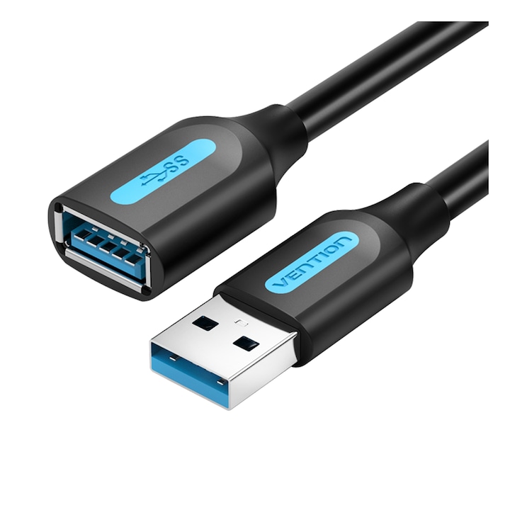 Vention adatkábel, USB-A dugó – USB-A dugó, 200 cm, fekete