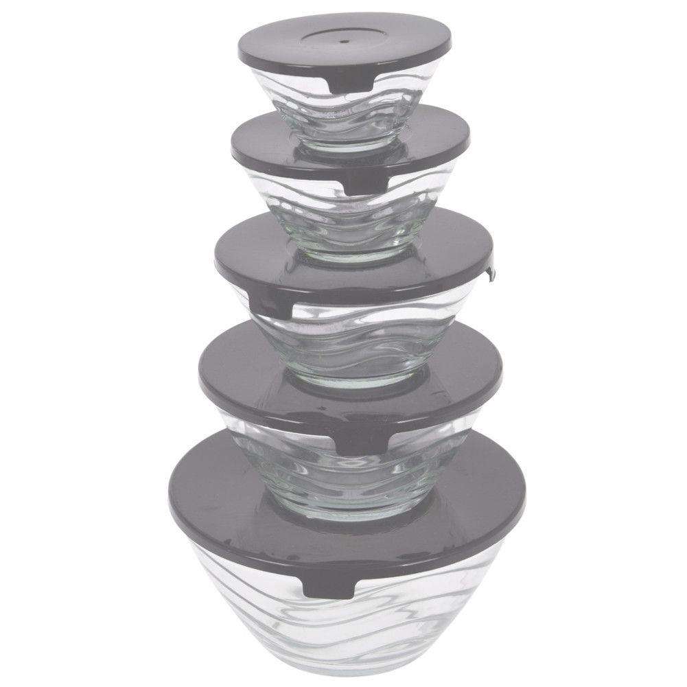 Set 5 boluri cu capac, Excellent Houseware, Sricla, Transparent