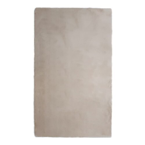 Covor living / dormitor poliester dreptunghiular 80 x 150 cm, design modern, crem, tesatura bumbac, calduros si placut la atingere