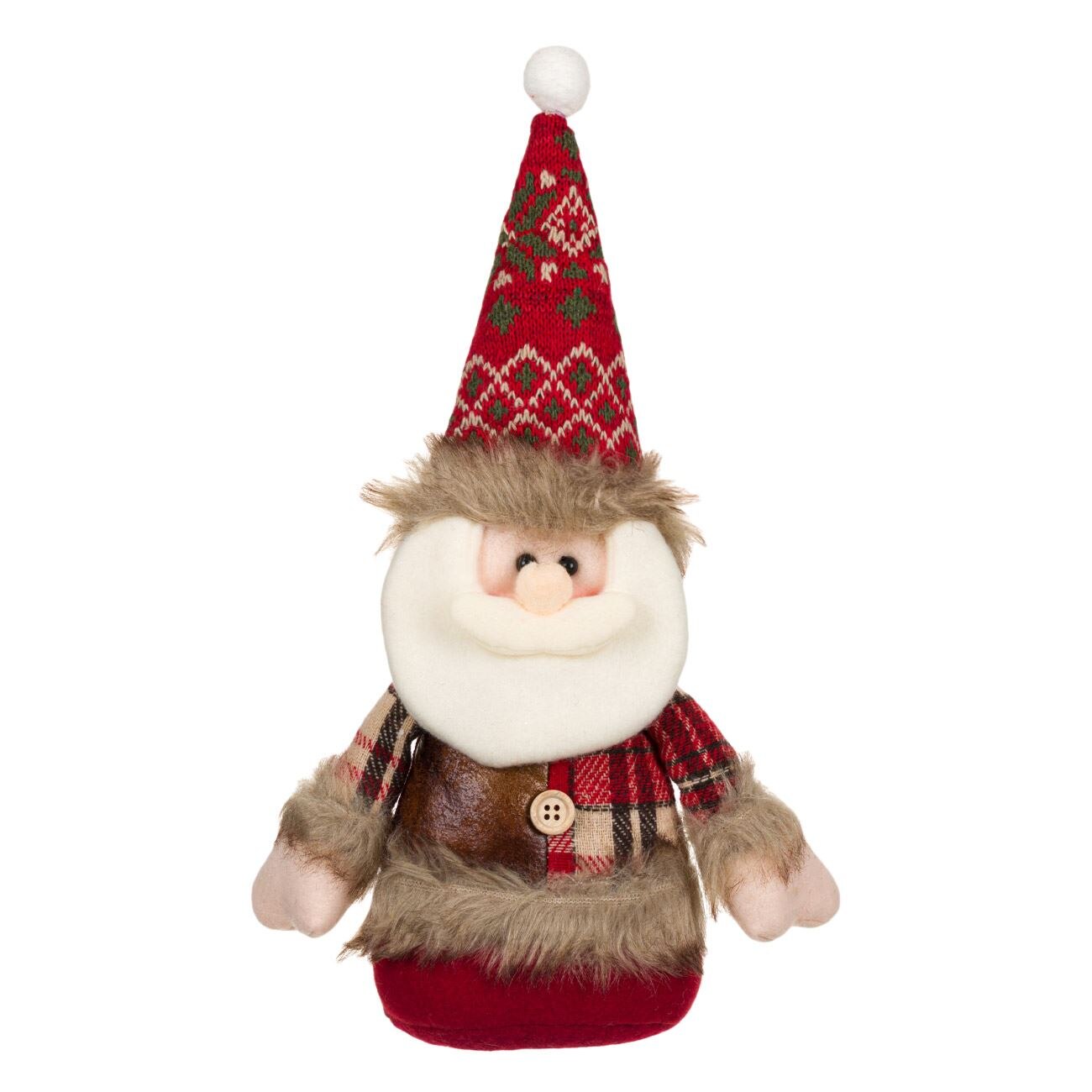 Figurina de Craciun, New Line, Model Mos Craciun Imbracat, 20 cm, Multicolor