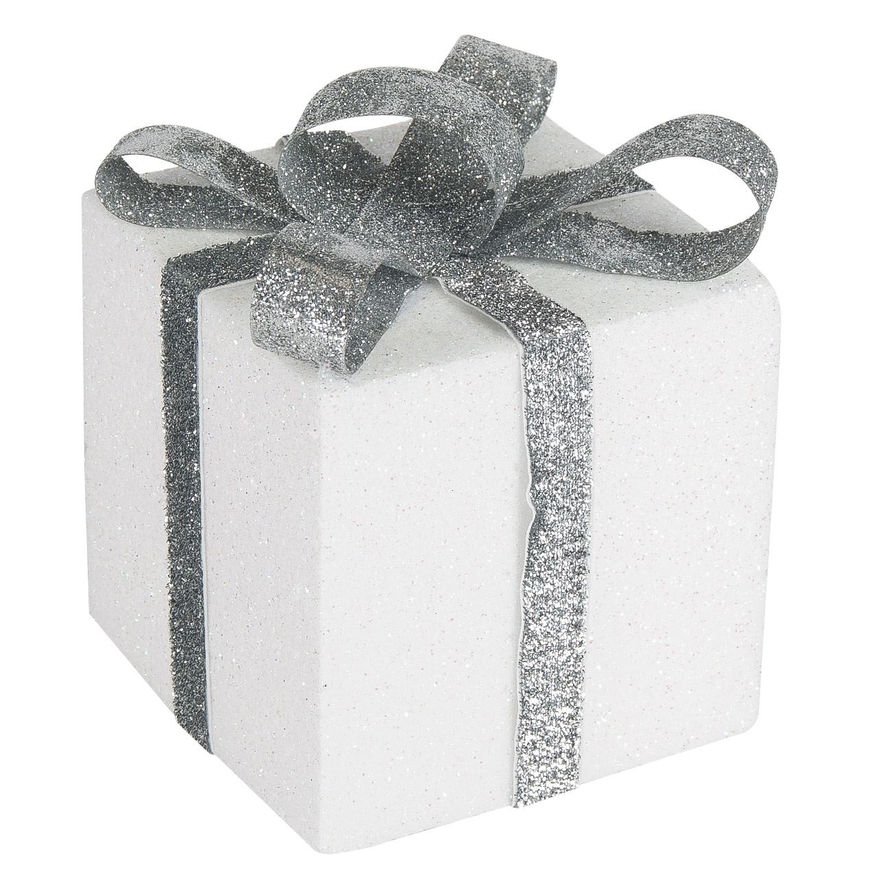 Decoratiune de Craciun, Zola®, model cadou alb, 13x13x15 cm