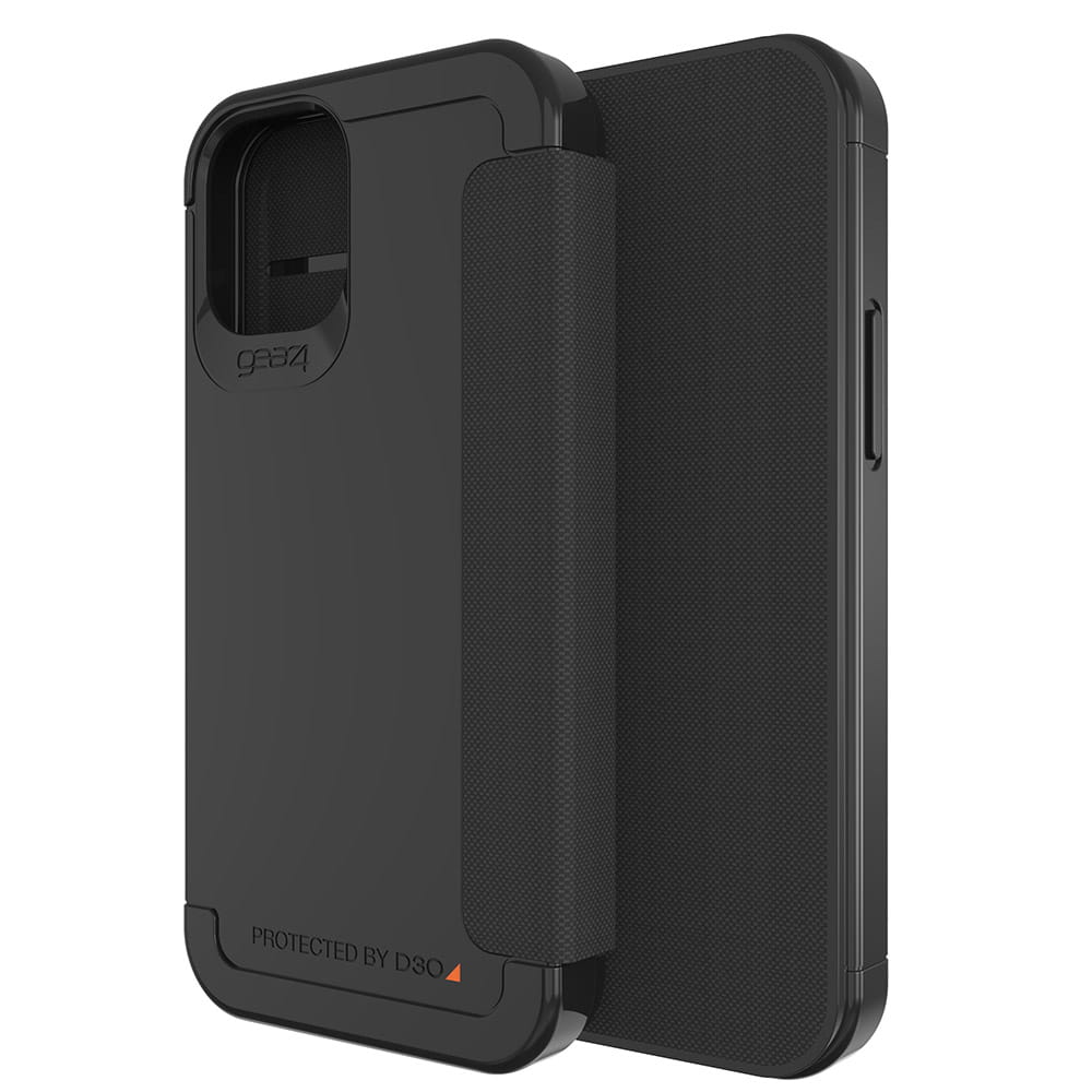 Husa de protectie Gear4 Wembley Flip pentru iPhone 12 Pro Max, TPU, Negru