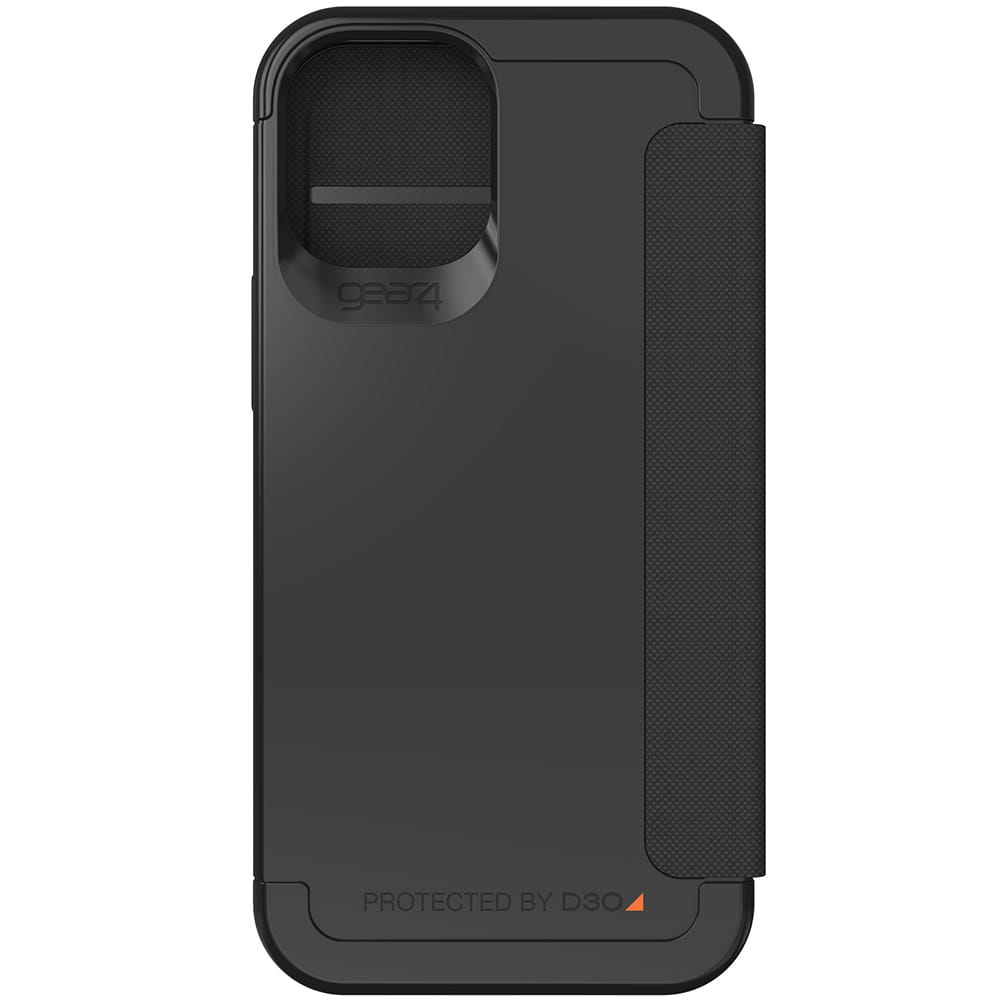Husa de protectie Gear4 Wembley Flip pentru iPhone 12 Mini, TPU, Negru