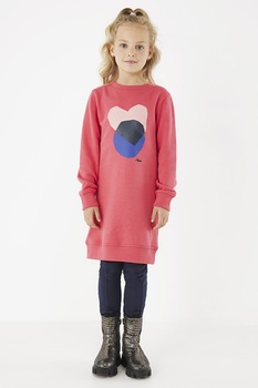 Mexx, Rochie tip bluza sport cu decolteu rotund, Roz Mexx, Rochie tip bluza sport cu decolteu rotund, Roz