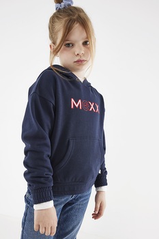 Mexx, Hanorac din amestec de bumbac cu imprimeu logo, Bleumarin Mexx, Hanorac din amestec de bumbac cu imprimeu logo, Bleumarin