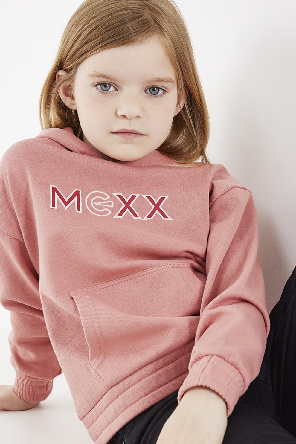 Mexx, Hanorac din amestec de bumbac cu imprimeu logo, Roz somon