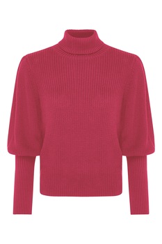 Mexx, Pulover cu maneci juliet si guler inalt, Corai Mexx, Pulover cu maneci juliet si guler inalt, Corai