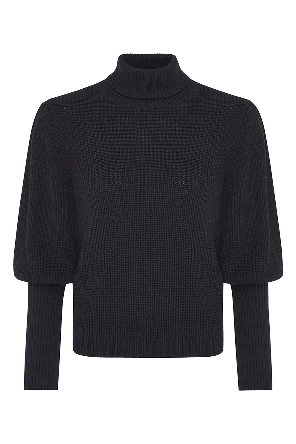 Mexx, Pulover cu maneci juliet si guler inalt, Negru