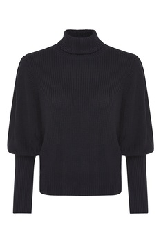 Mexx, Pulover cu maneci juliet si guler inalt, Negru Mexx, Pulover cu maneci juliet si guler inalt, Negru