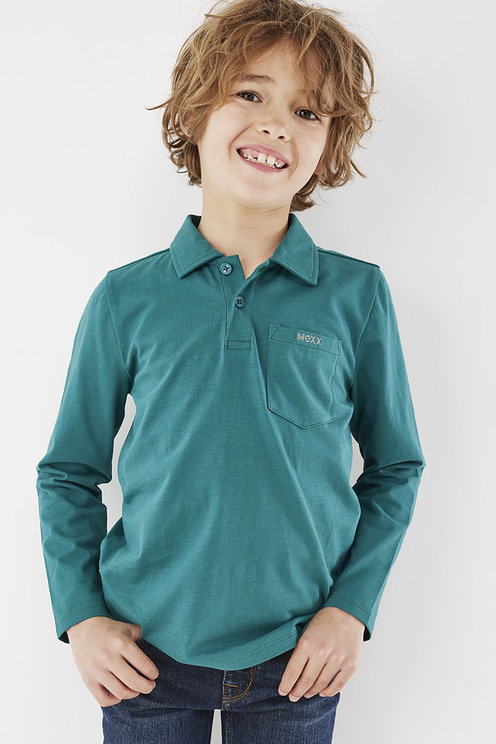 Mexx, Bluza polo cu buzunar pe piept, Verde persan