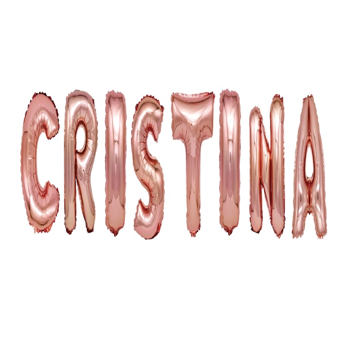Set Baloane Litere Nume Cristina , Roz gold , 40Cm