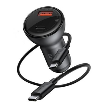 Set incarcator auto, Baseus Digital Display, IMK-CCBX-C0G, 2 porturi, 1xUSB si 1xUSB-C, 45W 5A, Quick Charge 3.0, Negru, Cablu USB-C inclus Set incarcator auto, Baseus Digital Display, IMK-CCBX-C0G, 2 porturi, 1xUSB si 1xUSB-C, 45W 5A, Quick Charge 3.0, Negru, Cablu USB-C inclus
