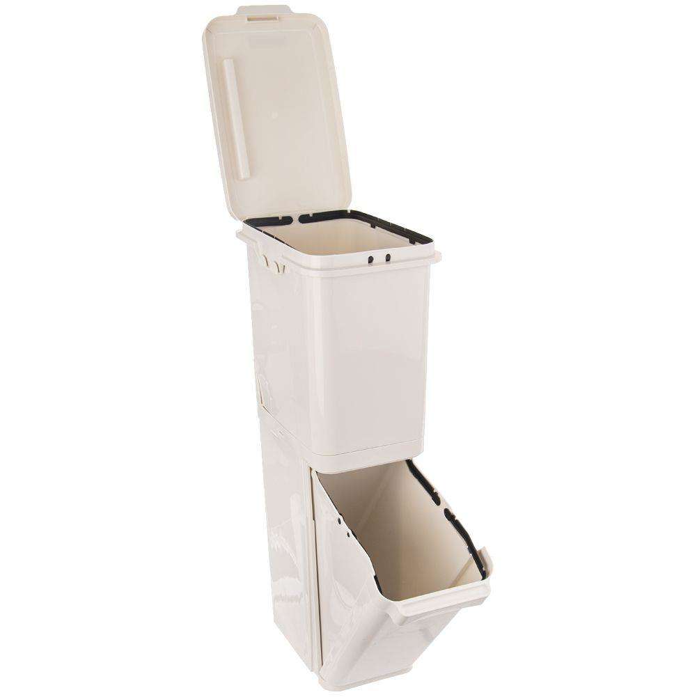 Cos gunoi, Orion, Plastic, 2 compartimente, 35 L, Alb