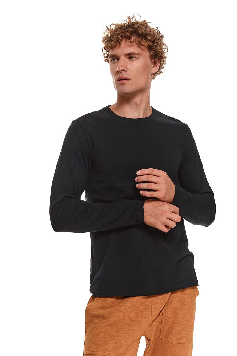 Top Secret, Bluza de bumbac cu decolteu rotund, Negru