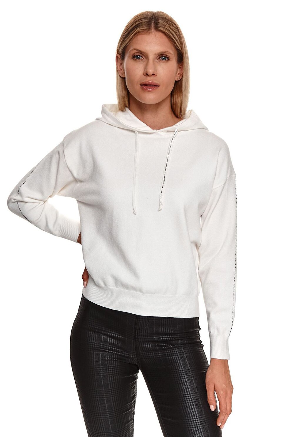 Top Secret, Hanorac cu snur si maneci cazute, Alb