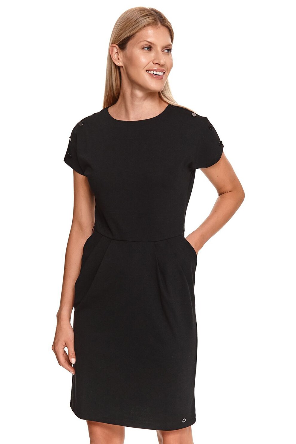 Top Secret, Rochie cu o curea si buzunare laterale, Negru