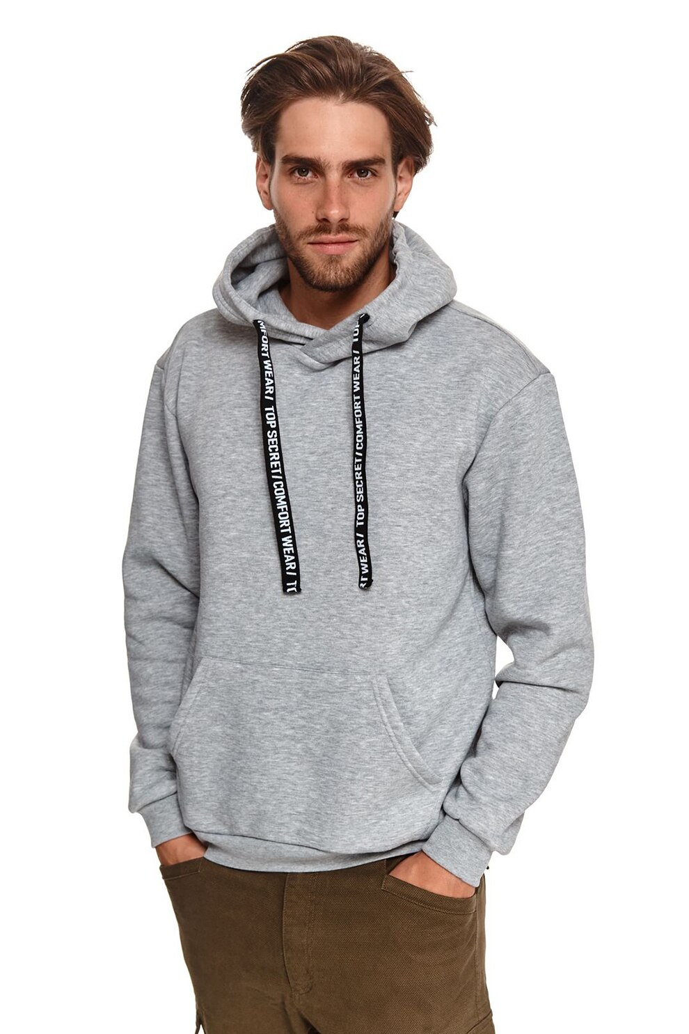 Top Secret, Hanorac cu buzunar kangaroo, Gri melange, M