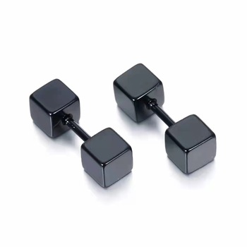 Cercei din Inox, Nevermore, Model Barbell, Diametru 4mm, Negru Cercei din Inox, Nevermore, Model Barbell, Diametru 4mm, Negru