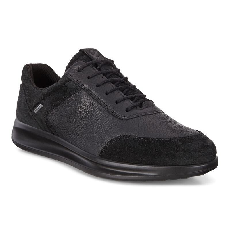 Pantofi sport dama, Ecco Aquet, piele naturala, piele intoarsa, siret, negru