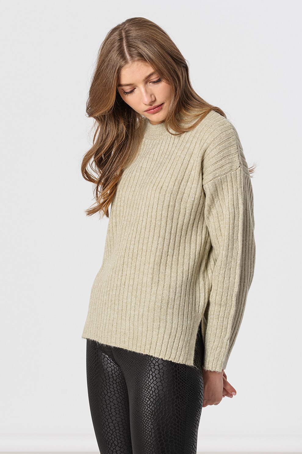 b.young, Pulover cu aspect striat Nasika, Maro nisip