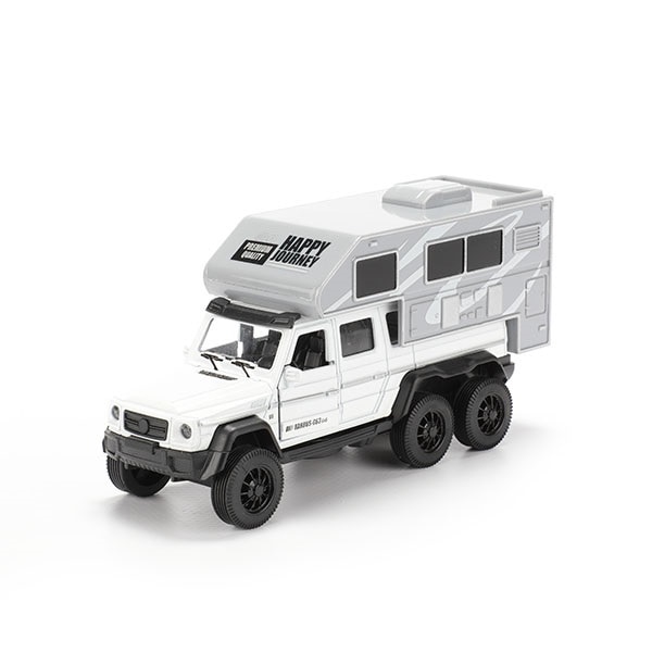 Masinuta metal Toi Toys Camioneta Pickup cu rulota si sunete,16cm,alb