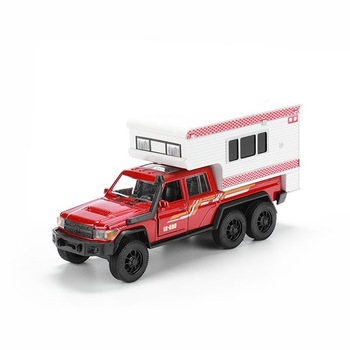 Masinuta metal Toi Toys Camioneta Pickup cu rulota si sunete,16cm,rosu