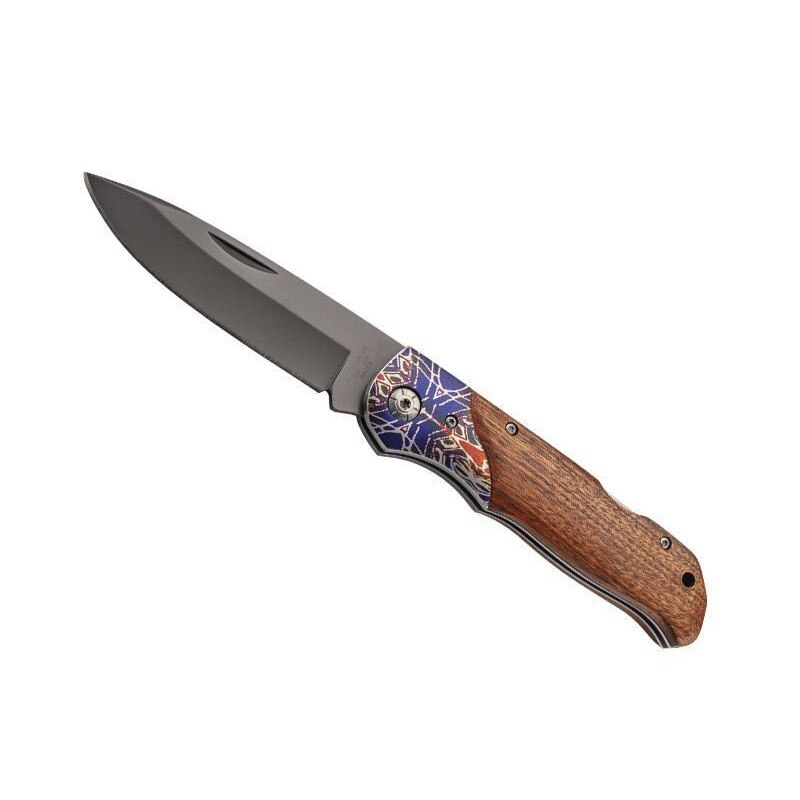 Briceag Herbertz 595313, Lama din otel, Maner din lemn, 12.5 cm, Maro/Albastru