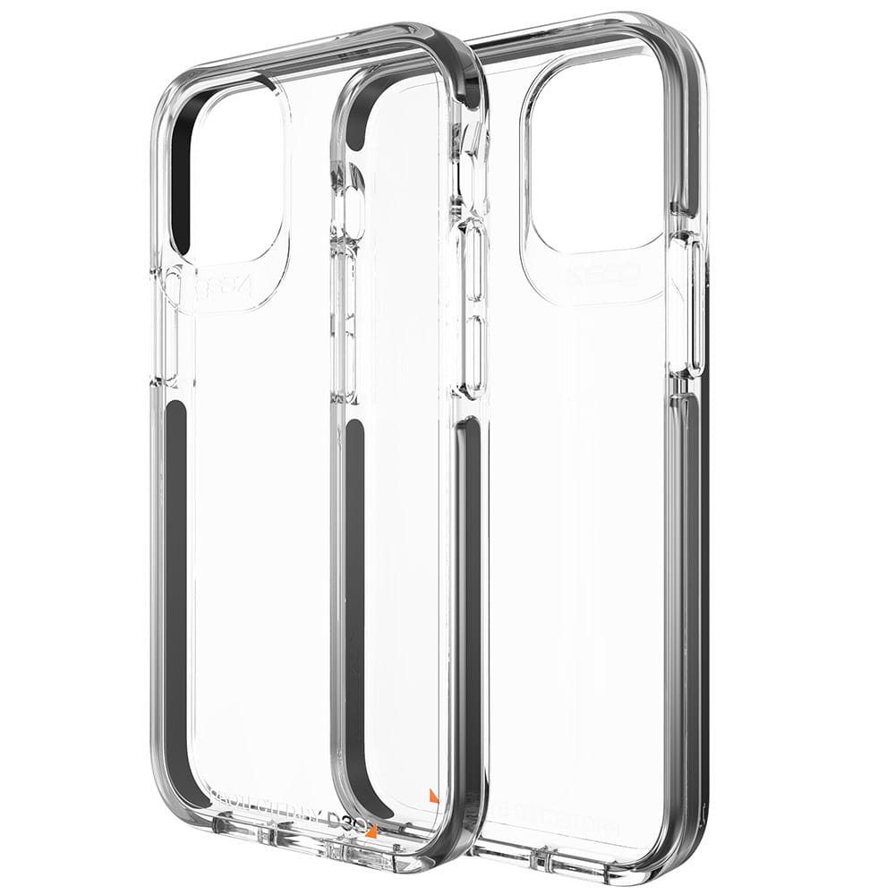 Husa de protectie antibacteriana Gear4 Piccadilly pentru iPhone 12/12 Pro, Policarbonat, Transparent/Negru