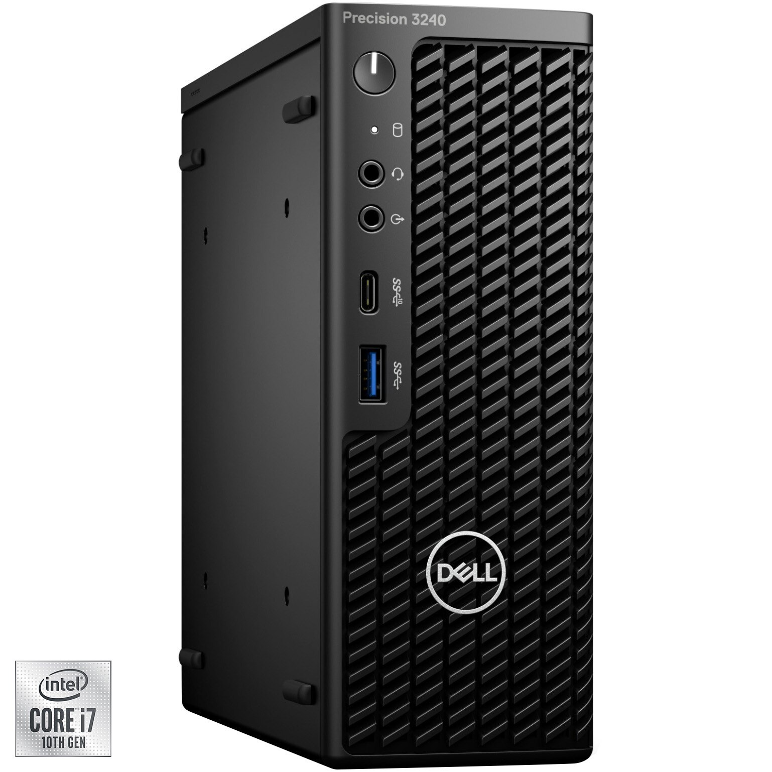 Sistem Desktop Workstation Dell Precision 3240 cu procesor Intel® Core™ i7-10700 pana la 4.80 GHz, Comet Lake, 16GB, 512GB SSD, NVIDIA Quadro P1000 4GB, Windows 10 Pro